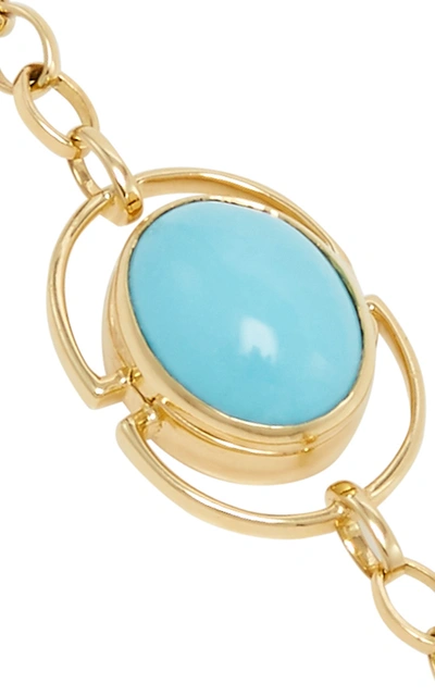 Shop Monica Rich Kosann 18k Yellow Gold Locket Bracelet In Turquoise
