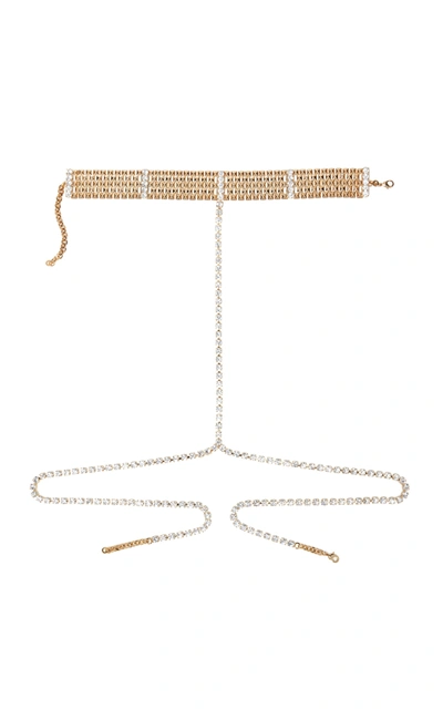 Shop Alessandra Rich Crystal-embellished Gold-tone Body Chain