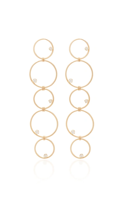 Shop Zoë Chicco Women's 14k Long Mixed Linked Earrings With Prong Set Diamond Circles In Gold
