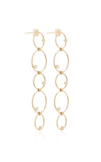 Shop Zoë Chicco Women's 14k Long Mixed Linked Earrings With Prong Set Diamond Circles In Gold