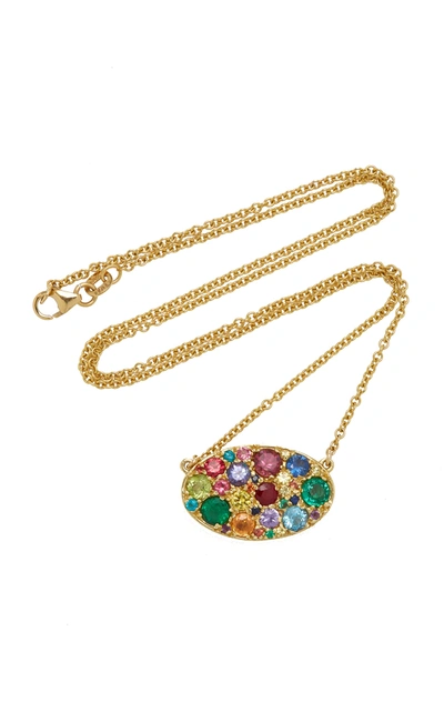 Shop Colette Jewelry Les Chevaliers 18k Gold Sapphire Necklace In Multi
