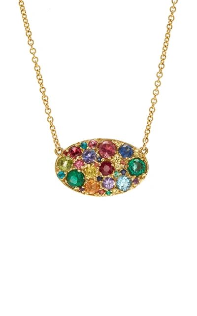 Shop Colette Jewelry Les Chevaliers 18k Gold Sapphire Necklace In Multi