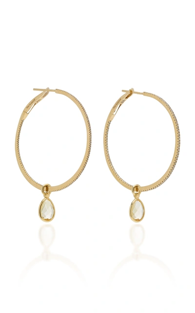 Shop Nina Runsdorf Flip 18k Gold; Citrine And Diamond Hoop Earrings