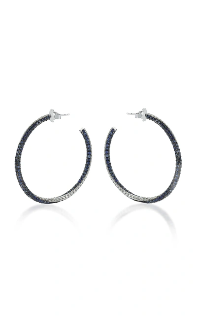 Shop Tullia Women's Blue Ivy 14k White Gold; Diamond And Blue Sapphire Earrings