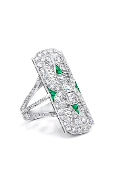 Shop Mindi Mond Women's Diamond; Emerald Platinum Filigree Dinner Ring In Green