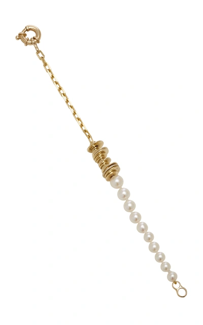 Shop Kendra Pariseault Love One Another Pearl And Diamond Bracelet In Gold