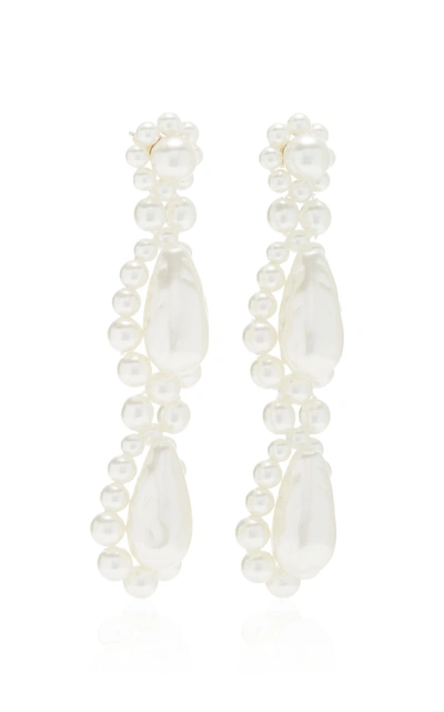 Shop Simone Rocha Women's Resin Pearl Drop Earrings In White