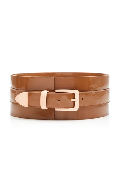 Shop Brandon Maxwell Patent Leather Waist Belt In Neutral