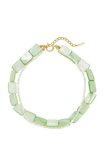 Shop Jennifer Behr Braga Pearl And Shell Necklace In Green