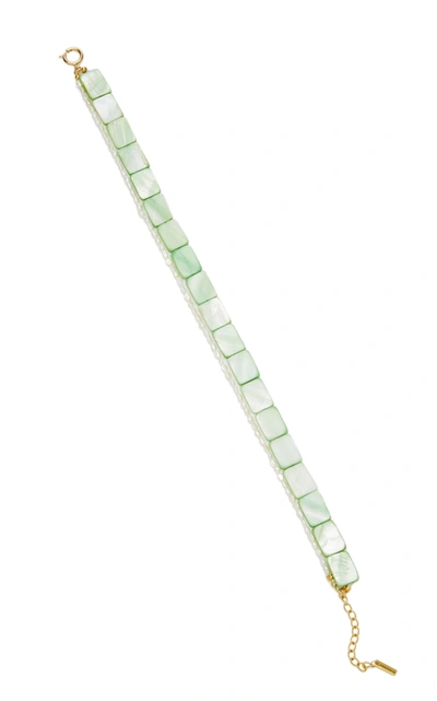 Shop Jennifer Behr Braga Pearl And Shell Necklace In Green