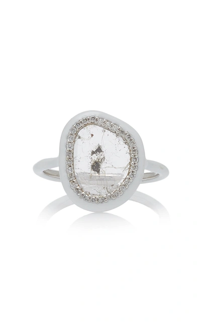 Shop Nina Runsdorf Phoenix Slice Diamond White Enamel Ring