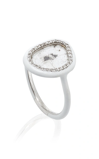 Shop Nina Runsdorf Phoenix Slice Diamond White Enamel Ring