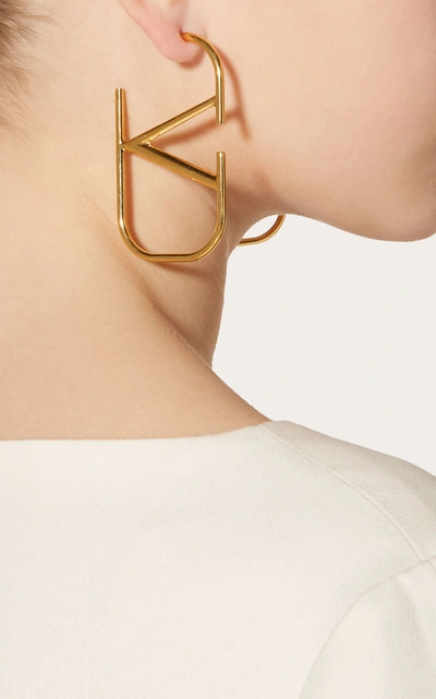 Shop Valentino Garavani Logo 18k Gold-plated Earrings
