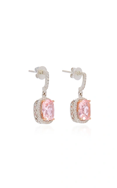 Shop Anabela Chan Women's 18k White Gold Vermeil; Morganite; And Diamond Earrings In Pink