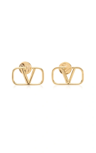 Shop Valentino Garavani Vlogo Metal Stud Earrings In Gold