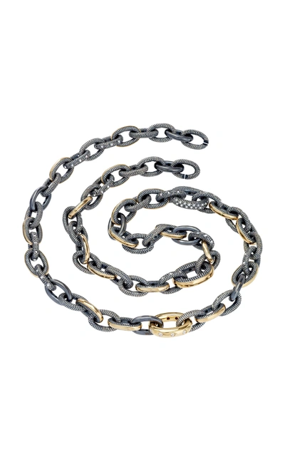 Shop Moritz Glik Women's 18k Gold; Blackened Silver And Diamond Necklace