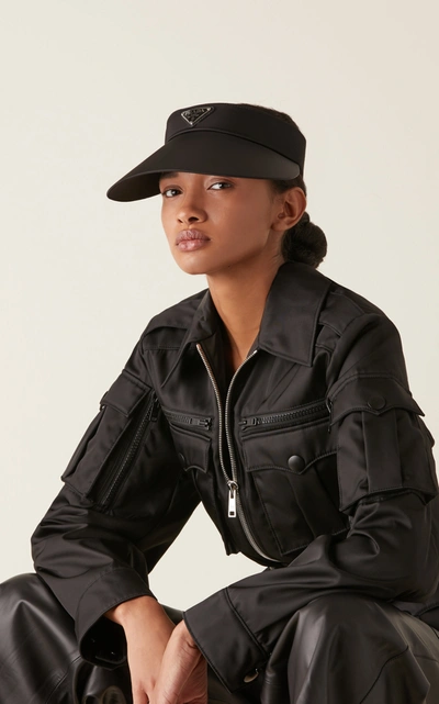 Shop Prada Women's Appliquã©d Shell Visor In Black