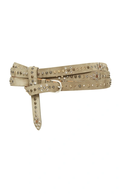 Shop Isabel Marant Djelvis Studded Leather Belt In Neutral