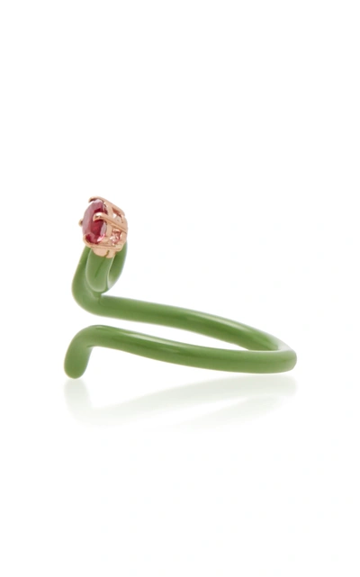 Shop Bea Bongiasca Women's Baby Vine Tendril Ring In Green