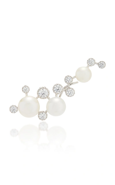 Shop Anabela Chan Constellation 18k Gold Vermeil Pearl And Diamond Earring In White