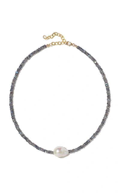 Shop Joie Digiovanni Labradorite And Pearl Necklace In Grey