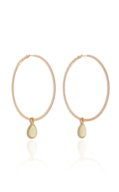 Shop Nina Runsdorf Women's Flip 18k Gold; Opal And Diamond Hoop Earrings