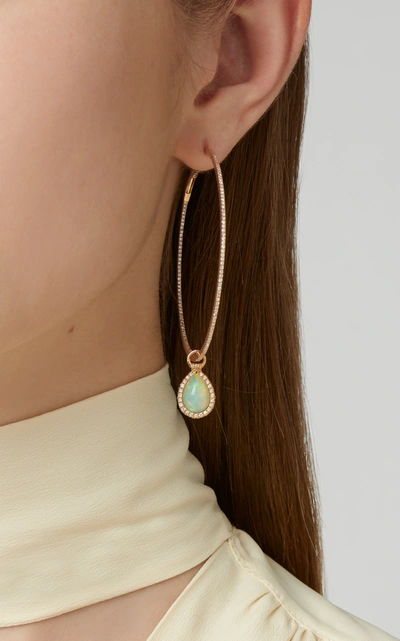 Shop Nina Runsdorf Women's Flip 18k Gold; Opal And Diamond Hoop Earrings