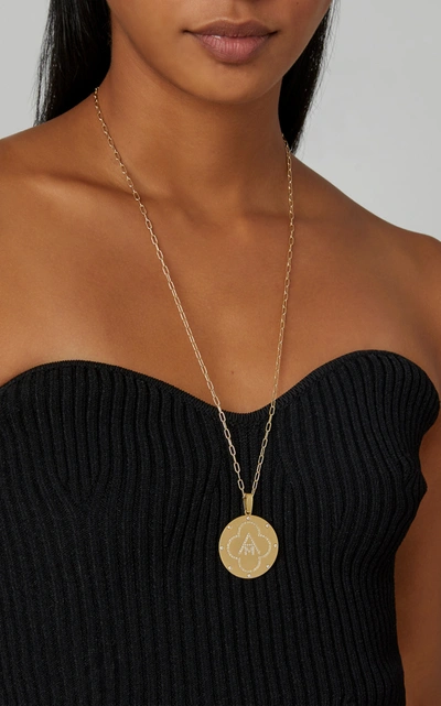 Shop Ashley Mccormick Women's Monogram 18k Gold And Diamond Necklace