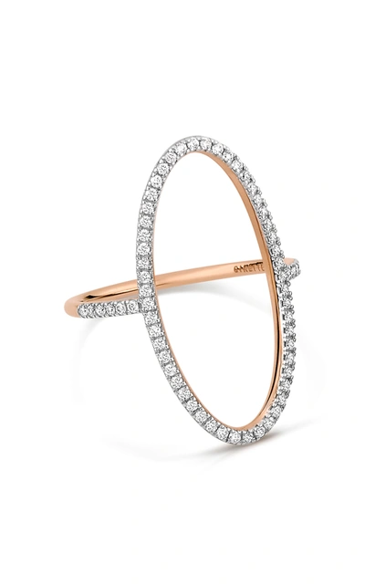 Shop Ginette Ny Ellipse 18k Rose Gold Diamond Ring In Pink