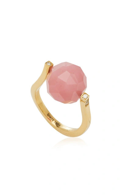 Shop Yael Sonia Women's Rock Small Twist Quartz; Diamond 18k Yellow Gold Ring In Pink