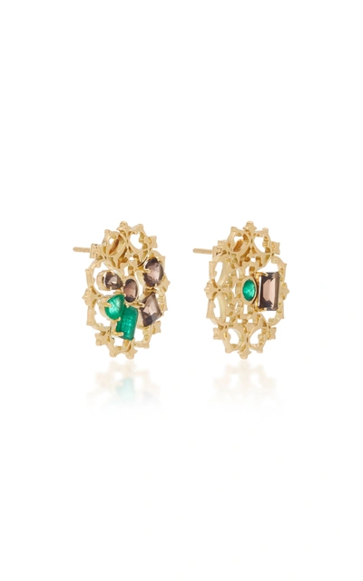 Shop Donna Hourani Women's Tranquility Mismatched 18k Gold; Quartz And Emerald Earrings