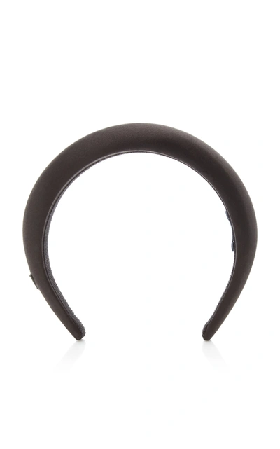 Shop Prada Women's Logo Satin Headband In Black