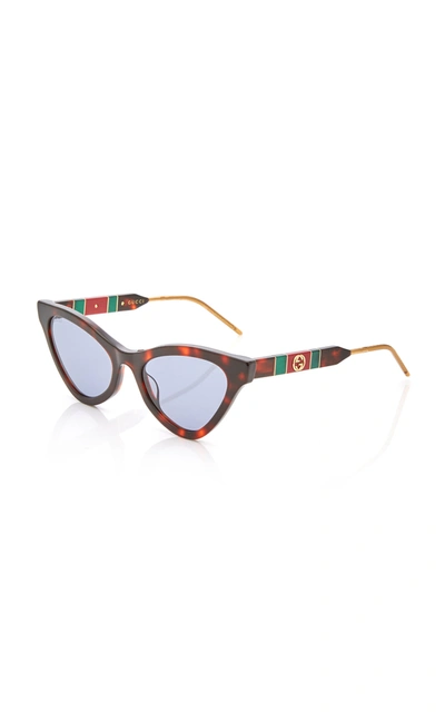 Shop Gucci Cat-eye Acetate Sunglasses In Brown