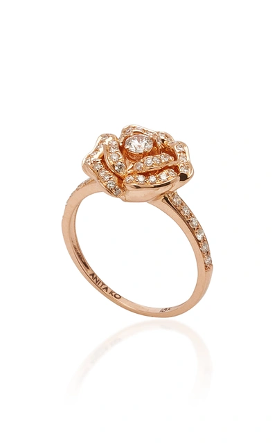 Shop Anita Ko 18k Rose Gold And Diamond Ring In Pink