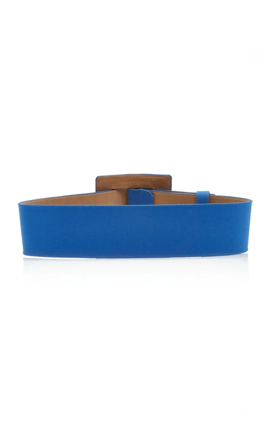 Shop Carolina Herrera Oversized Cotton Waist Belt In Blue