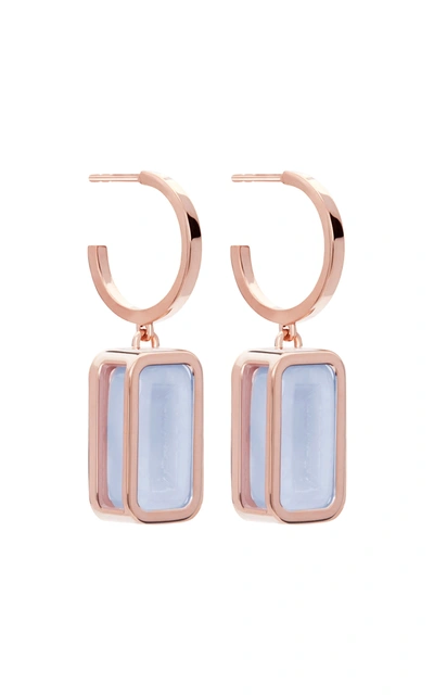 Shop Alina Abegg Pfefferminz Chalcedony 14k Rose Gold Hoop Earrings In Purple