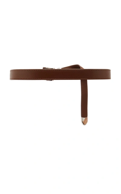 Shop Brandon Maxwell Women's Skinny Leather Belt In Brown,black