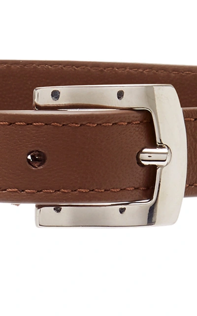 Shop Brandon Maxwell Women's Skinny Leather Belt In Brown,black