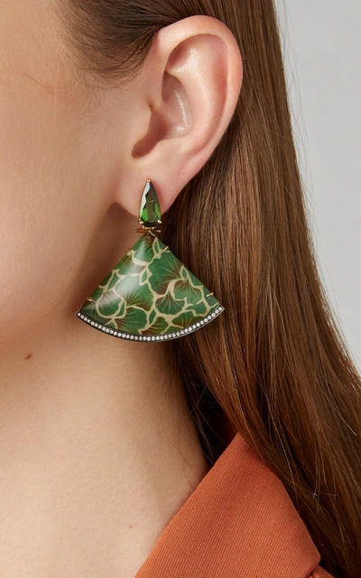 Shop Silvia Furmanovich 18k Gold; Tourmaline And Diamond Earrings In Green