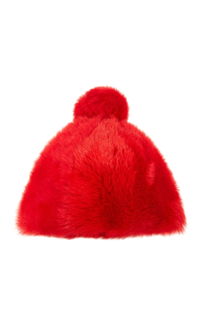 Bogner Sabia Pompom-embellished Fur Hat In Red | ModeSens
