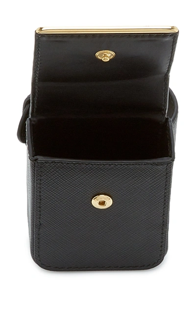 Shop Prada Saffiano Leather Pouch Bracelet In Black