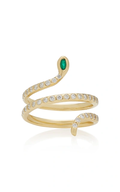 Shop Ashley Mccormick Women's 18k Gold; Diamond And Emerald Ring