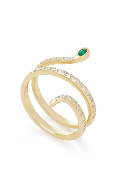 Shop Ashley Mccormick Women's 18k Gold; Diamond And Emerald Ring
