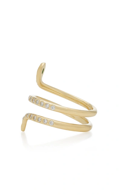 Shop Ashley Mccormick Women's 18k Gold; Diamond And Emerald Ring