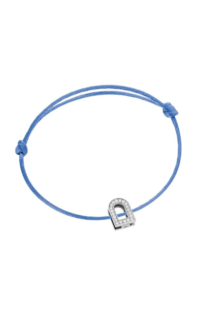 Shop Davidor L'arc Voyage 18k White Gold; Diamond And Silk Cord Bracelet In Blue