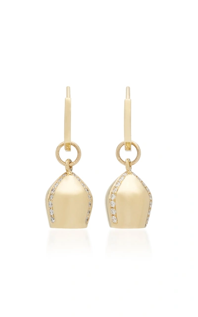 Shop Haute Victoire 18k Gold & Diamond Lune Charm Hoop Earrings