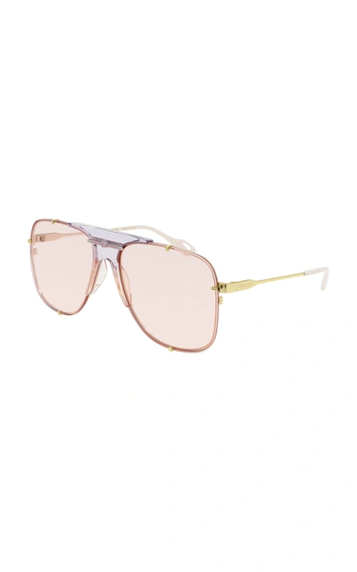 Shop Gucci Women's Oversized Aviator-style Nylon Sunglasses In Pink