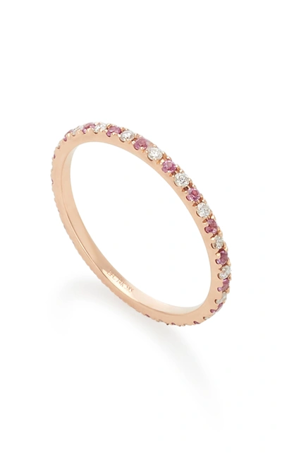 Shop Ef Collection 14k Rose Gold Diamond And Sapphire Eternity Ring In Pink