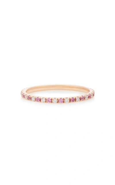 Shop Ef Collection 14k Rose Gold Diamond And Sapphire Eternity Ring In Pink