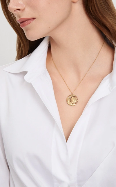 Shop Evren Kayar Women's Celestial Sun And Moon 18k Yellow Gold Diamond Necklace